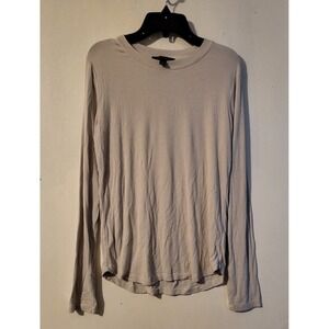Truth by Republic Women's Ribbed Long Sleeve Top Light Beige Size L
